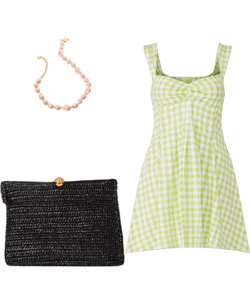 for love and lemons green plaid dress For Love & Lemons Anna Maxi Dress in Green