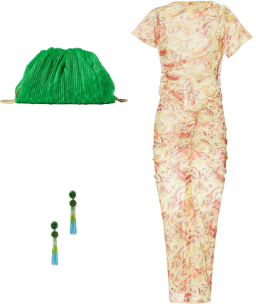 atlein paisley midi dress Atlein Paisley Print Long Dress - Yellow Dresses, Clothing - ATLEI20521