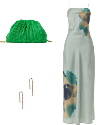 hutch lisa maxi dress Hutch Green Abstract Lisa Maxi Dress with Fabric Pull