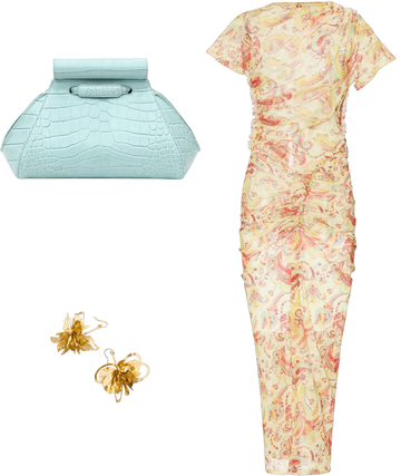 atlein paisley midi dress Atlein Paisley Print Long Dress - Yellow Dresses, Clothing - ATLEI20521