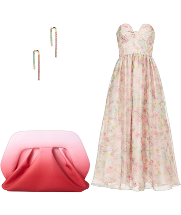 ml monique lhuillier floral organza dress ML Monique Lhuillier Elodie Organza Midi Dress