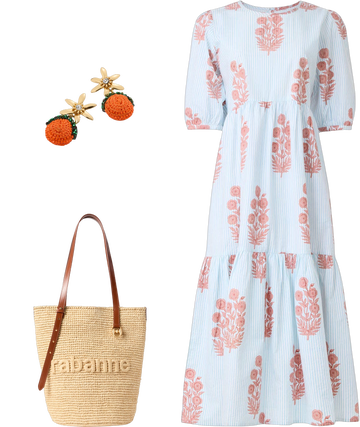 Blue Floral Gaia Dress by SZ Blockprints | Rent the Runway