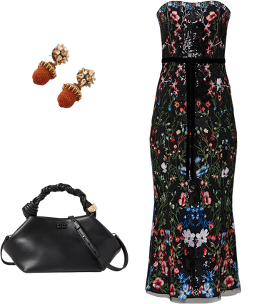 marchesa notte multi embroidered midi dress Multi Embroidered Midi Dress by Marchesa Notte