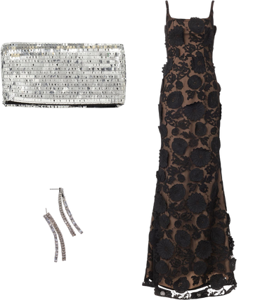 dress the population black lorena gown Lorena Embroidered Sleeveless Gown