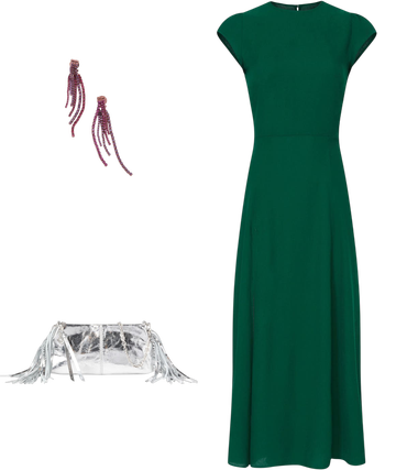 green gavin fringe midi dress EDDY Gavin Embroidered Tie-Back Fringe Mini Dress