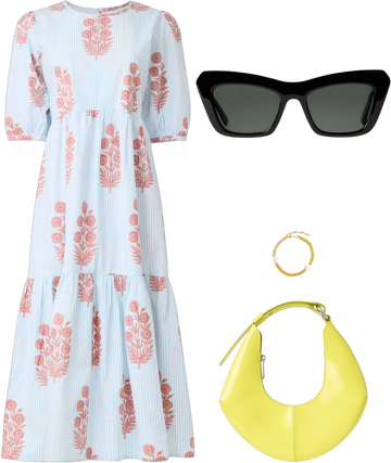 Blue Floral Gaia Dress by SZ Blockprints | Rent the Runway