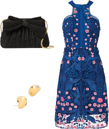 marchesa blue lace dress Dusty Blue Chiffon Gown with Back Bow Tie Detail