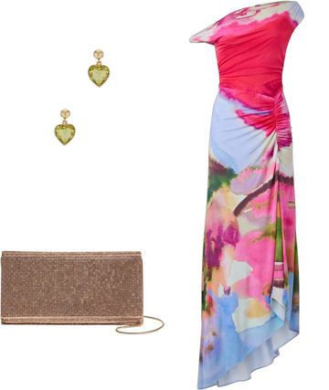 amur ella printed jersey dress AMUR Ella Printed One Off The-Shoulder Jersey Slip Dress, Size 2, Retail $498