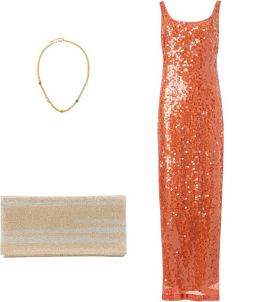 simkhai orange sequin dress SIMKHAI Bex Tank Maxi Dress in Grapefruit