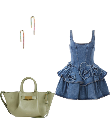 devyn denim ruffle mini dress Tia Mowry's AKNVAS Devyn Denim Ruffle Mini Dress