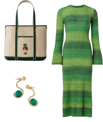 axon dress in gummy green multi by simon miller SIMON MILLER Axon Dress