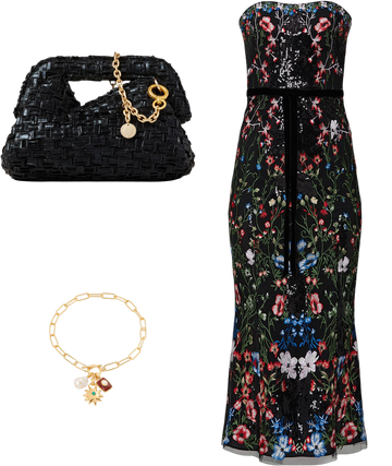 marchesa notte multi embroidered midi dress Multi Embroidered Midi Dress by Marchesa Notte