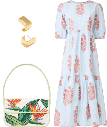Blue Floral Gaia Dress by SZ Blockprints | Rent the Runway