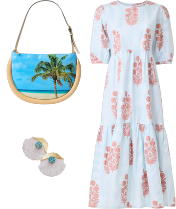 Blue Floral Gaia Dress by SZ Blockprints | Rent the Runway