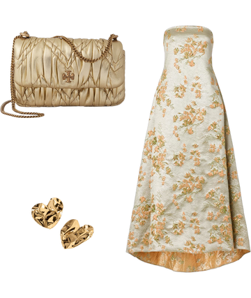 staud kennedy metallic brocade maxi dress STAUD Kennedy Dress Metallic Bloom