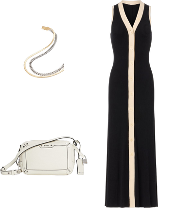 sandro-gabriella two tone rib knit maxi dress Sandro Gabriella Two Tone Rib Knit Maxi Dress