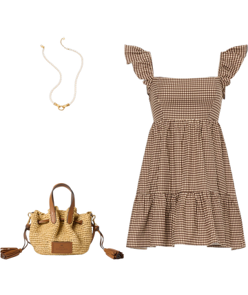 topshop brown gingham ruffle mini dress NEW Topshop Brown Gingham Plaid Ruffle Mini Dress Size 8