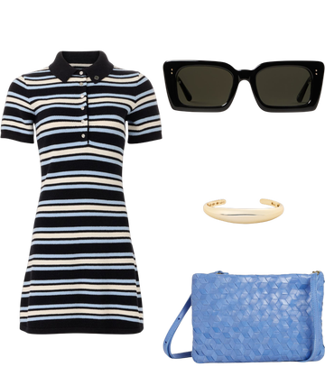 maje striped knit polo dress Striped polo dress Red for Women