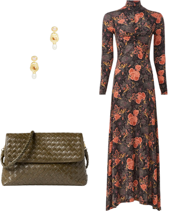 koa jersey ruched front turtleneck dress Ulla Johnson Koa Jersey Ruched Front Turtleneck Dress