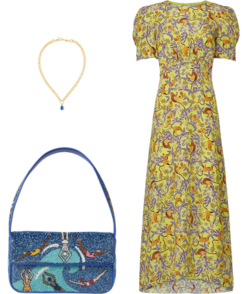 saloni bianca floral-print silk dress Saloni Bianca Floral-print Silk-satin Jacquard Midi Dress in White