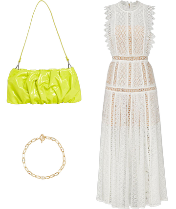 White Lace Panel Midi Dress by Self-Portrait | Rent the Runway