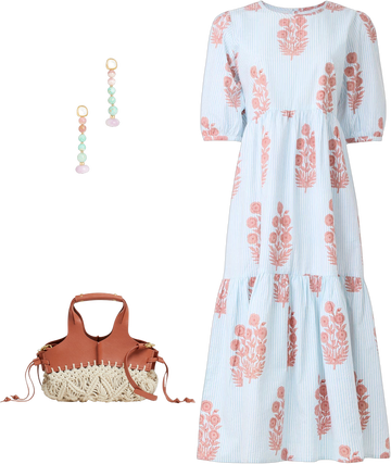 Blue Floral Gaia Dress by SZ Blockprints | Rent the Runway