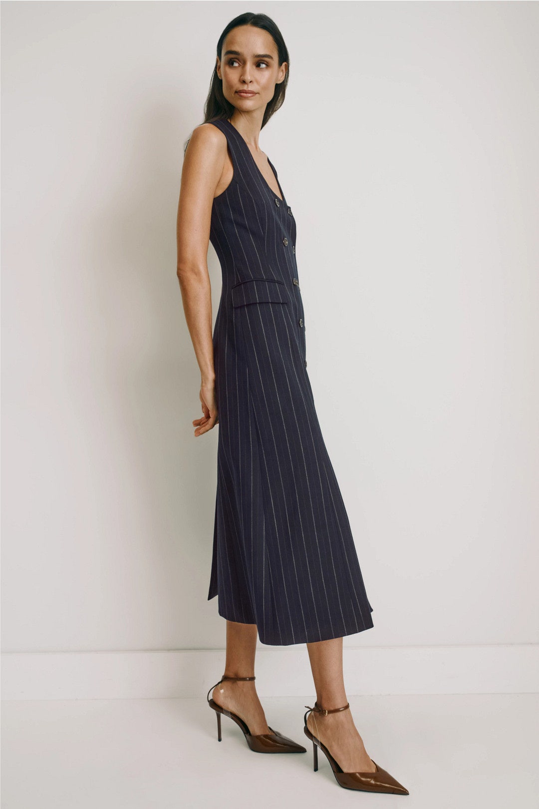 Pinstripe Button Down Dress by Argent 1