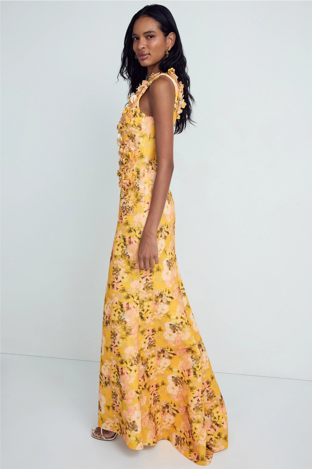 Floral Print Scuba Trumpet Gown by Badgley Mischka 2