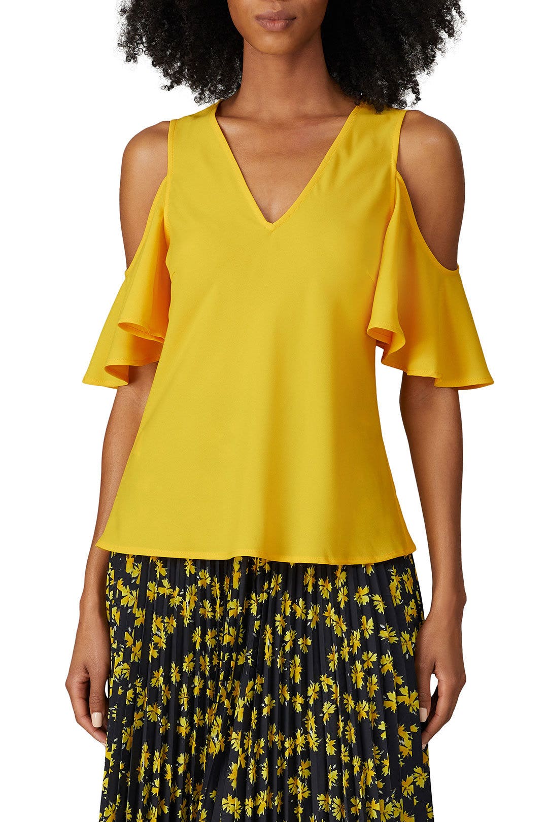 Yellow Cold Shoulder Blouse by Derek Lam 10 Crosby x RTR 1