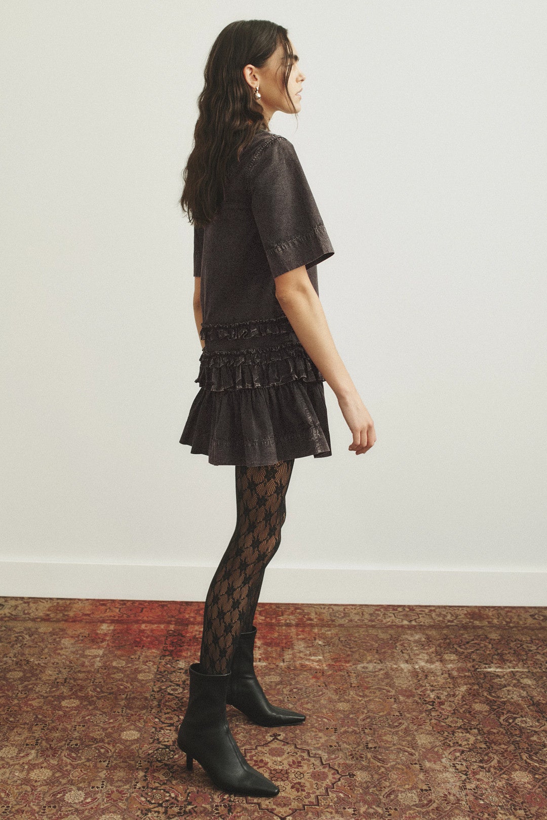 Ruffle Hem Mini Dress by GANNI 1