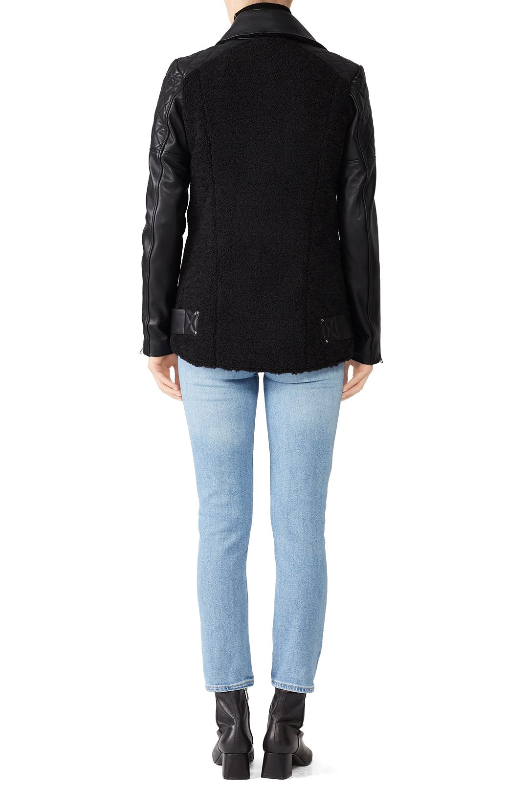 Black Long Leather Jacket by Slate & Willow 2