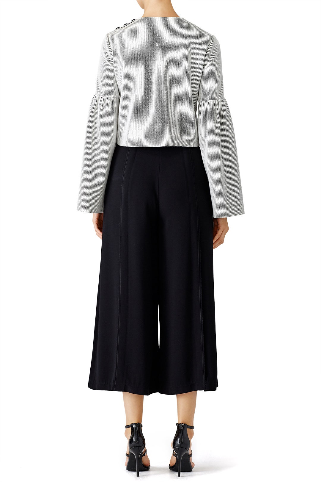 Striped Crinkle Bell Sleeve Top by Tibi 1