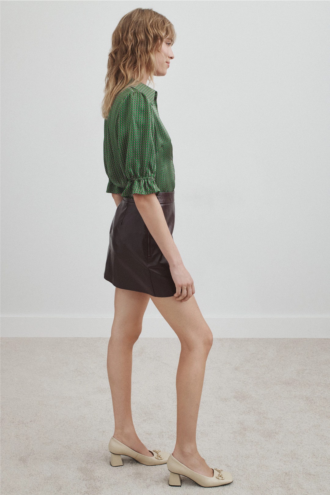 Balloon Sleeve Smocked Button Button Shirt by CeCe 1