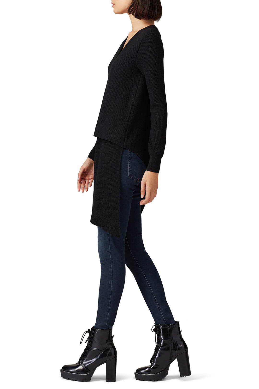 Black Asymmetrical Sweater by Derek Lam 10 Crosby x RTR 1