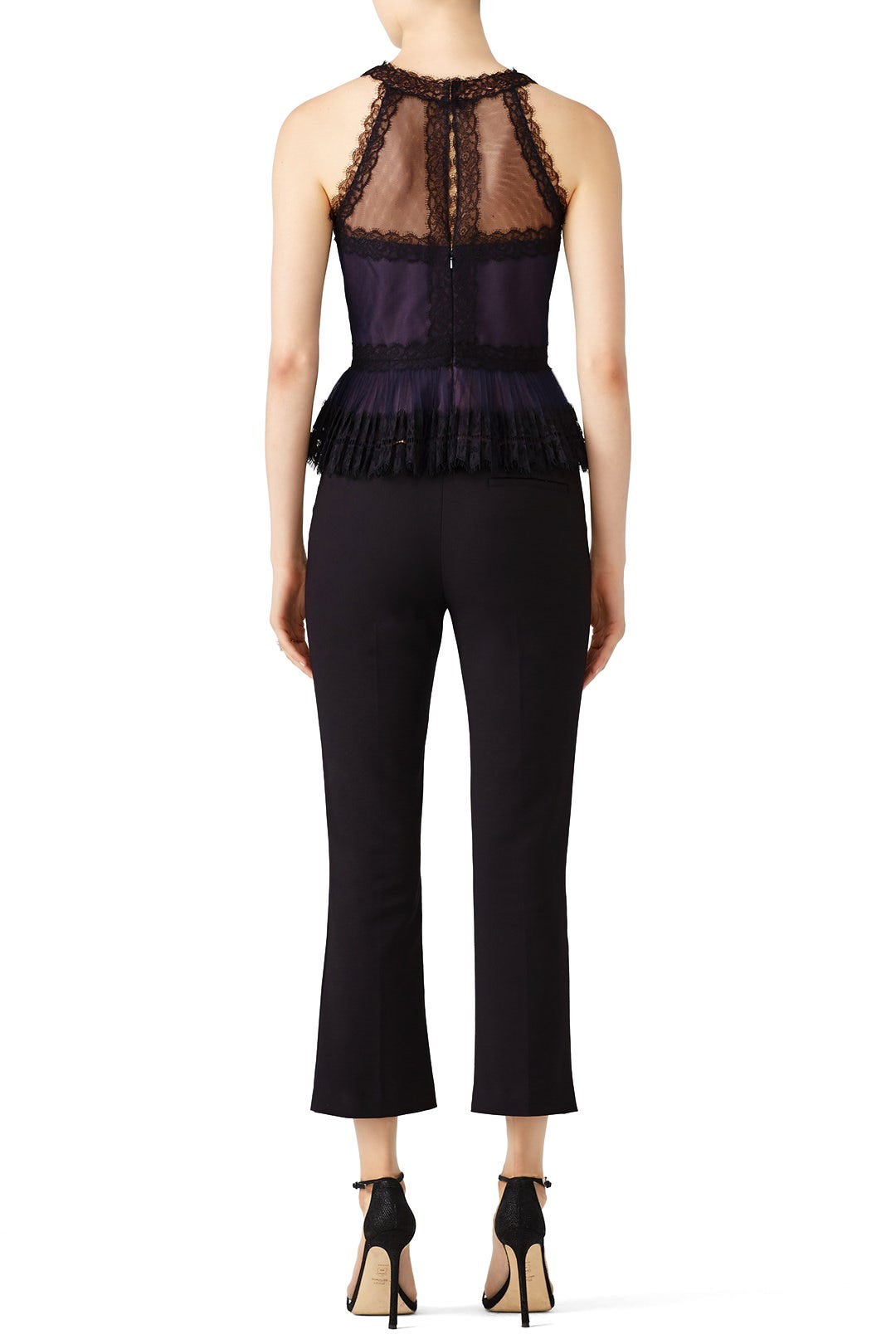 Lace Peplum Top by Marchesa Notte 2