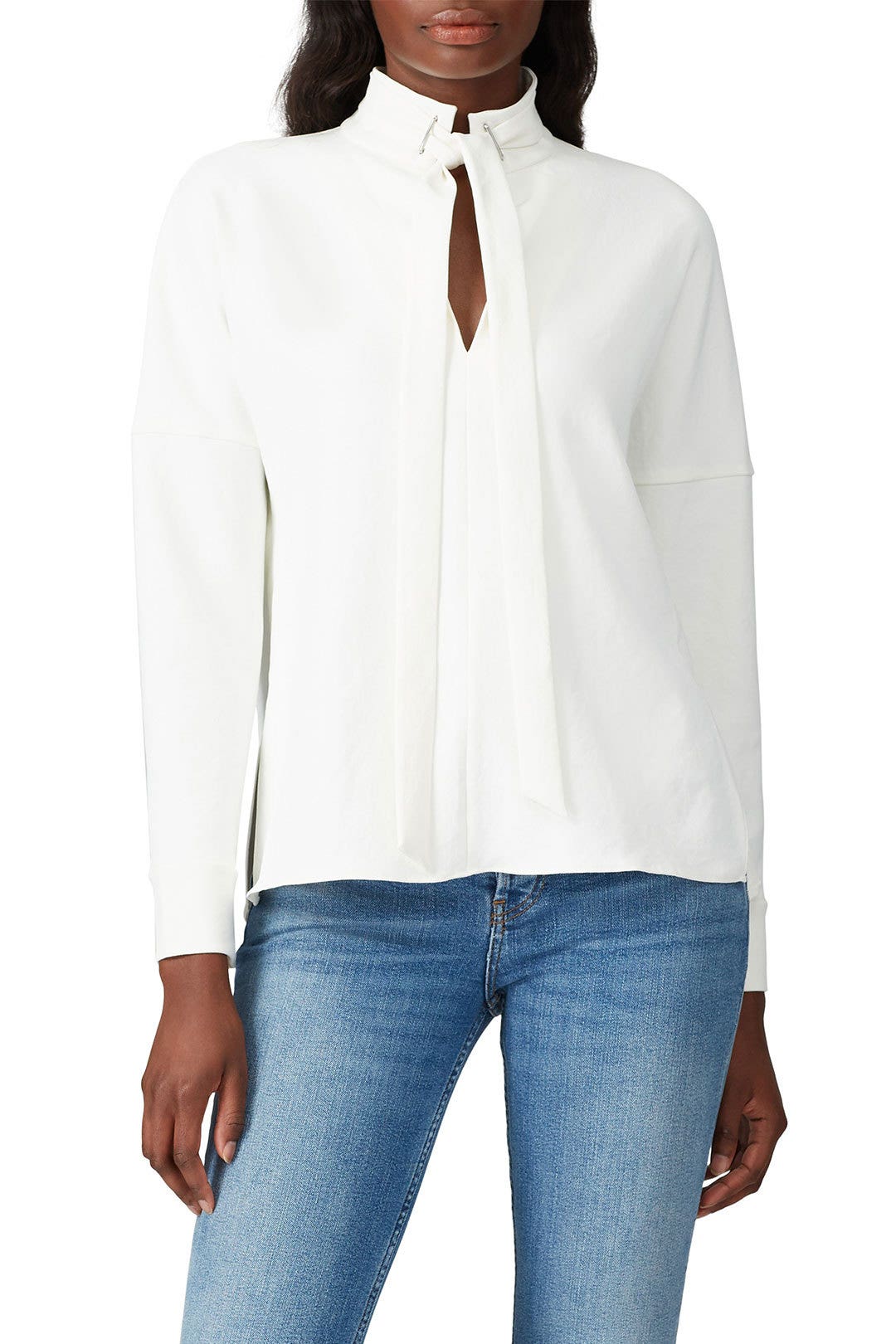 White Dolman Tie Neck Top by Tibi 2