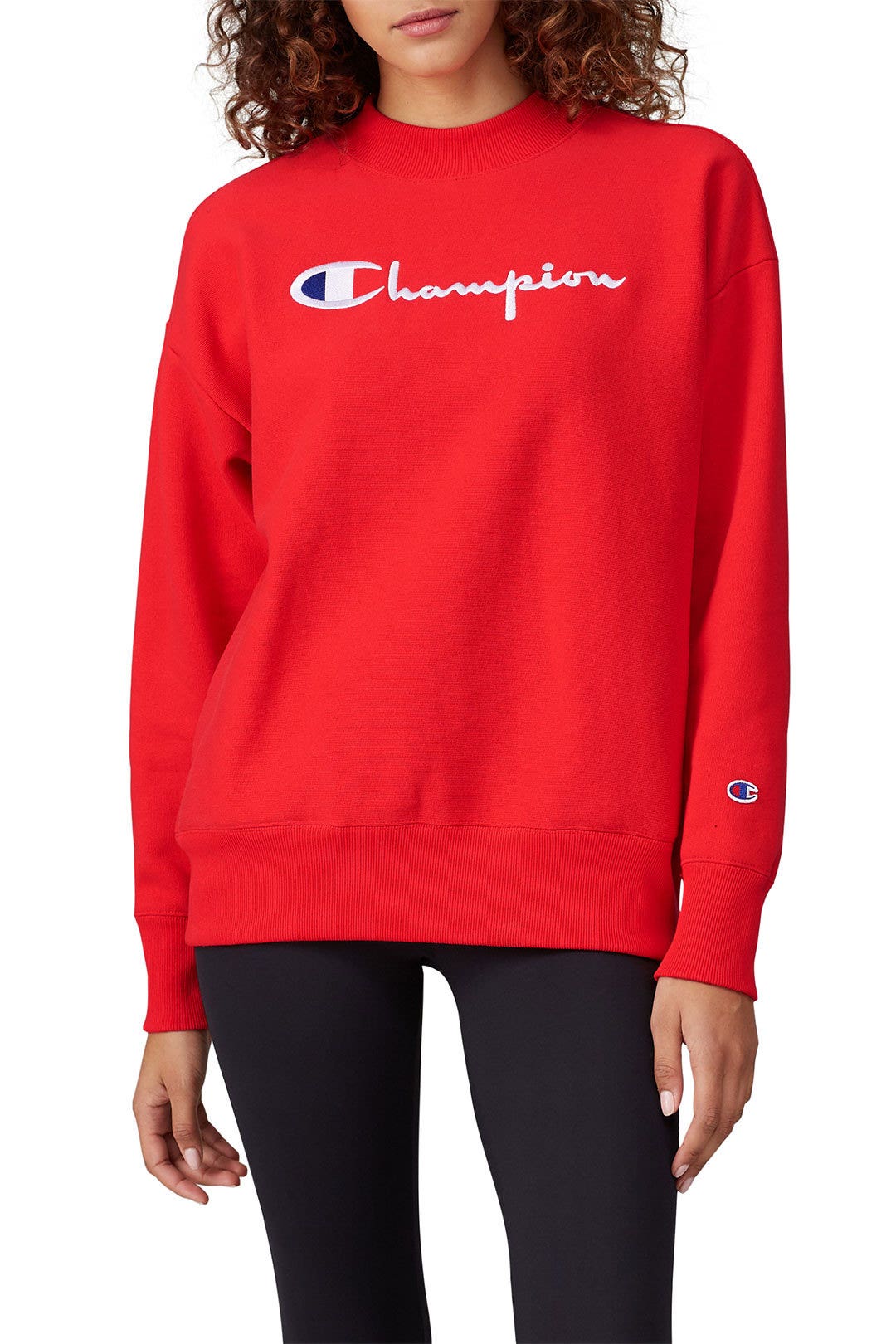 Red Big Script Oversized Sweatshirt by Champion 1