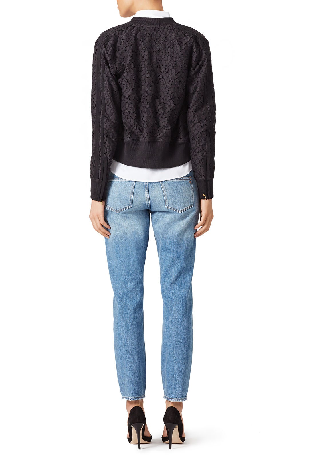 Black Floral Lace Bomber Jacket by Derek Lam 10 Crosby 2