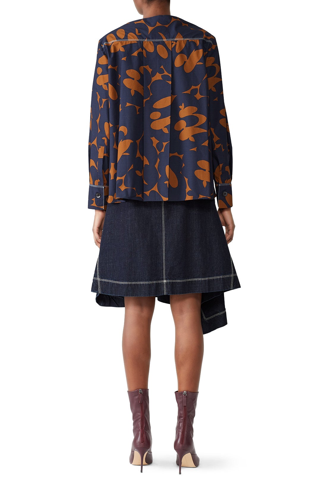 Navy Belou Print Poplin Blouse by Marni 2