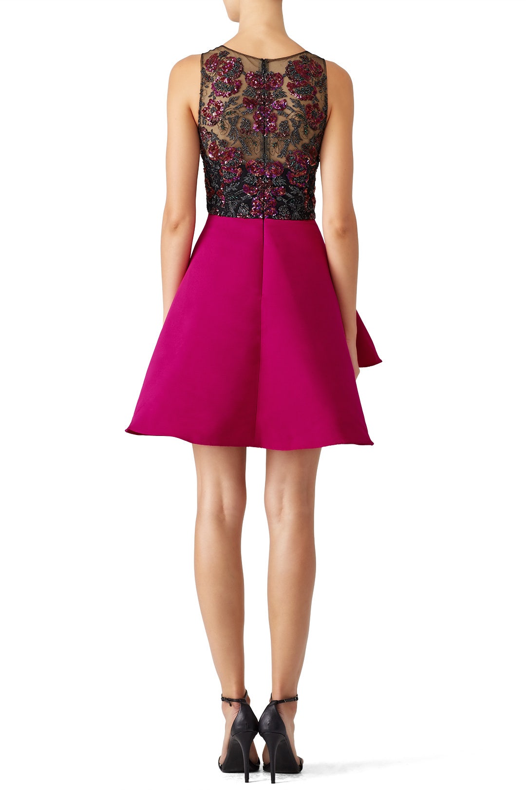 Fuchsia Embroidered Cocktail Dress by Marchesa Notte 1