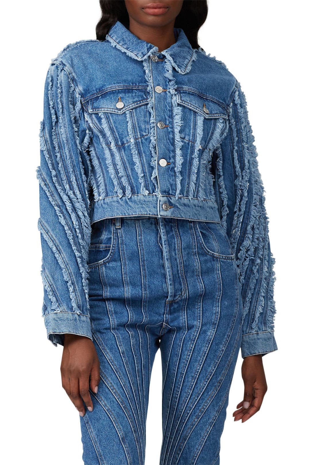 Spiral Denim Jacket by MUGLER | Rent the Runway