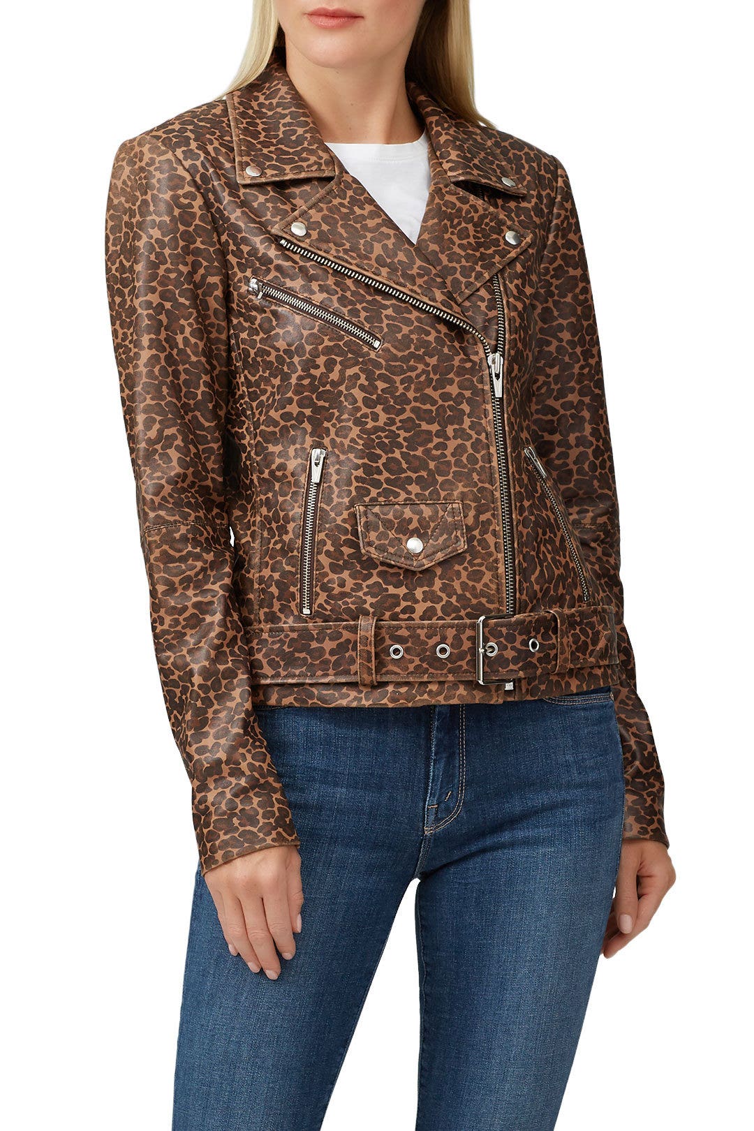 Leopard Smooth Jayne Leather Jacket by VEDA 1