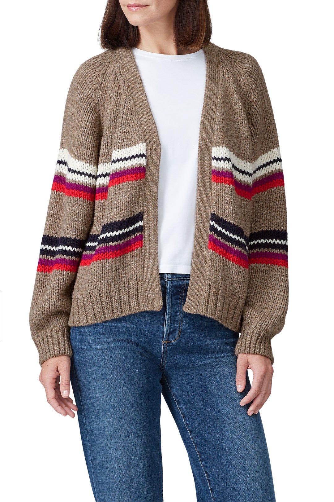 Brown Striped Cardigan by XíRENA 1