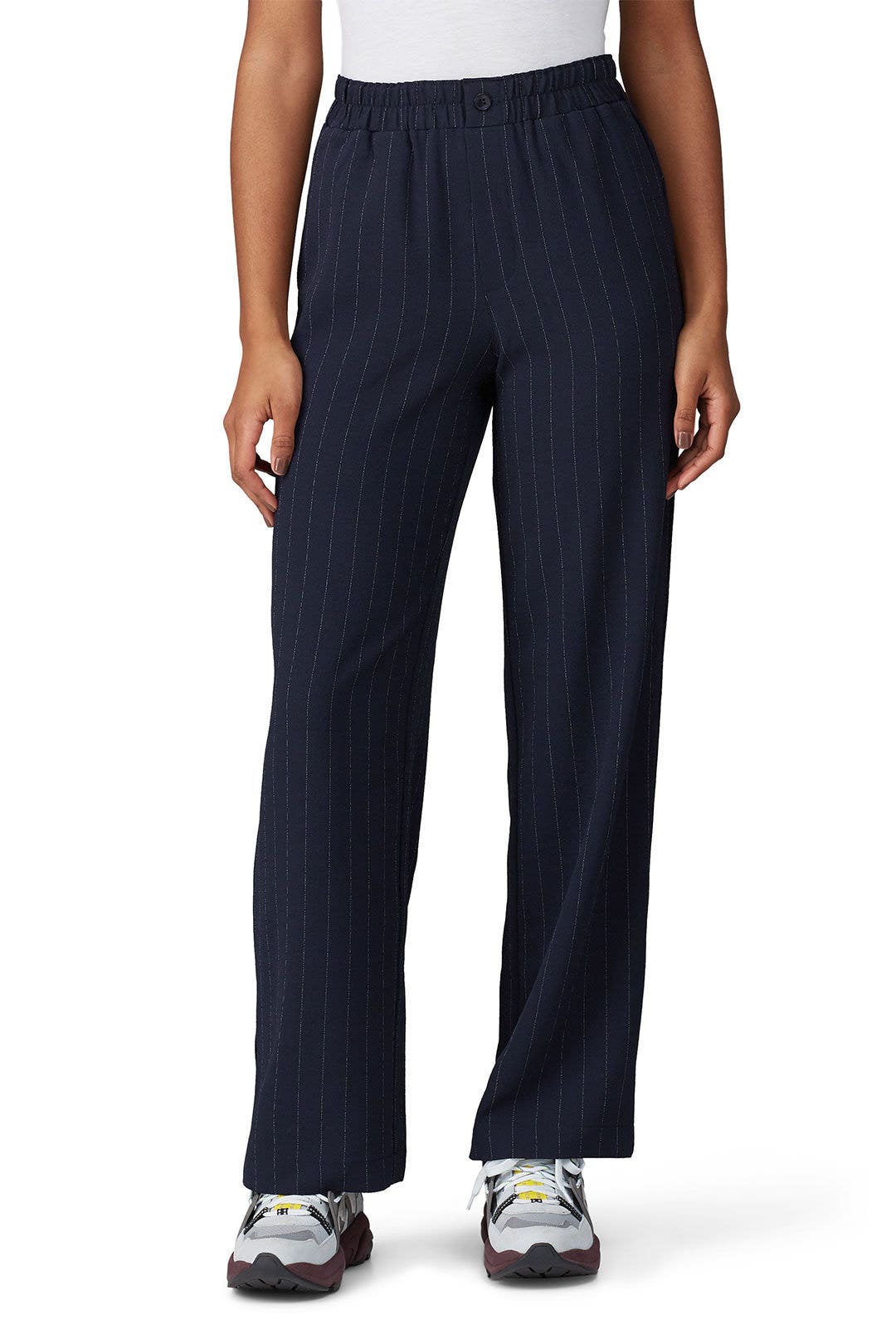 Navy Striped Straight Pants by GANNI 1
