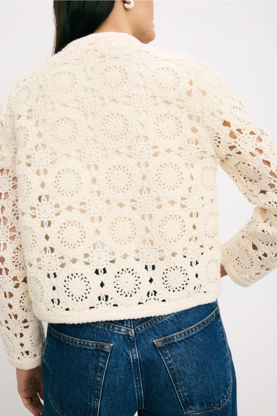White Crochet Bomber Jacket by Maje | Rent the Runway