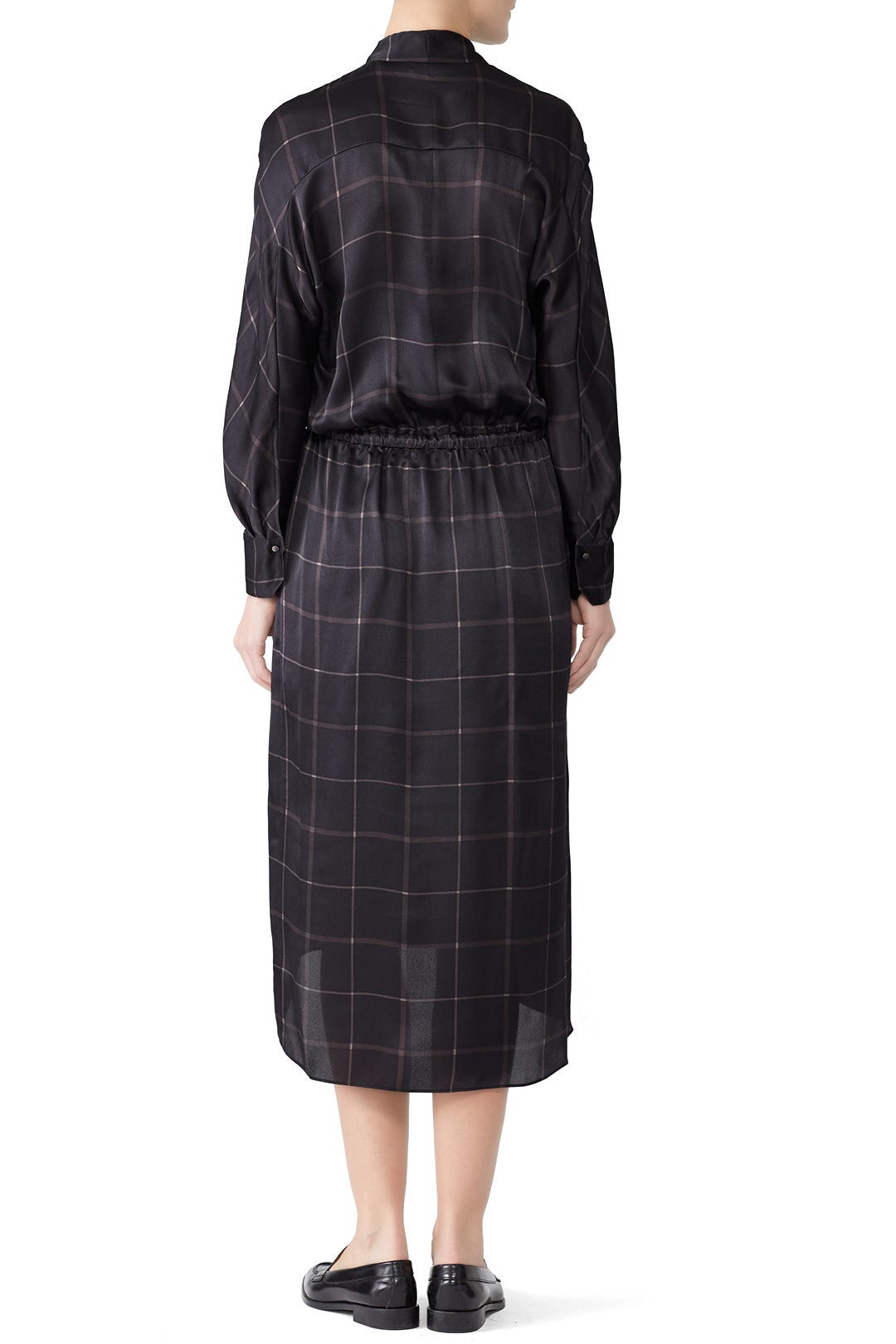 Grid Plaid Faux Wrap Dress by VINCE. 1