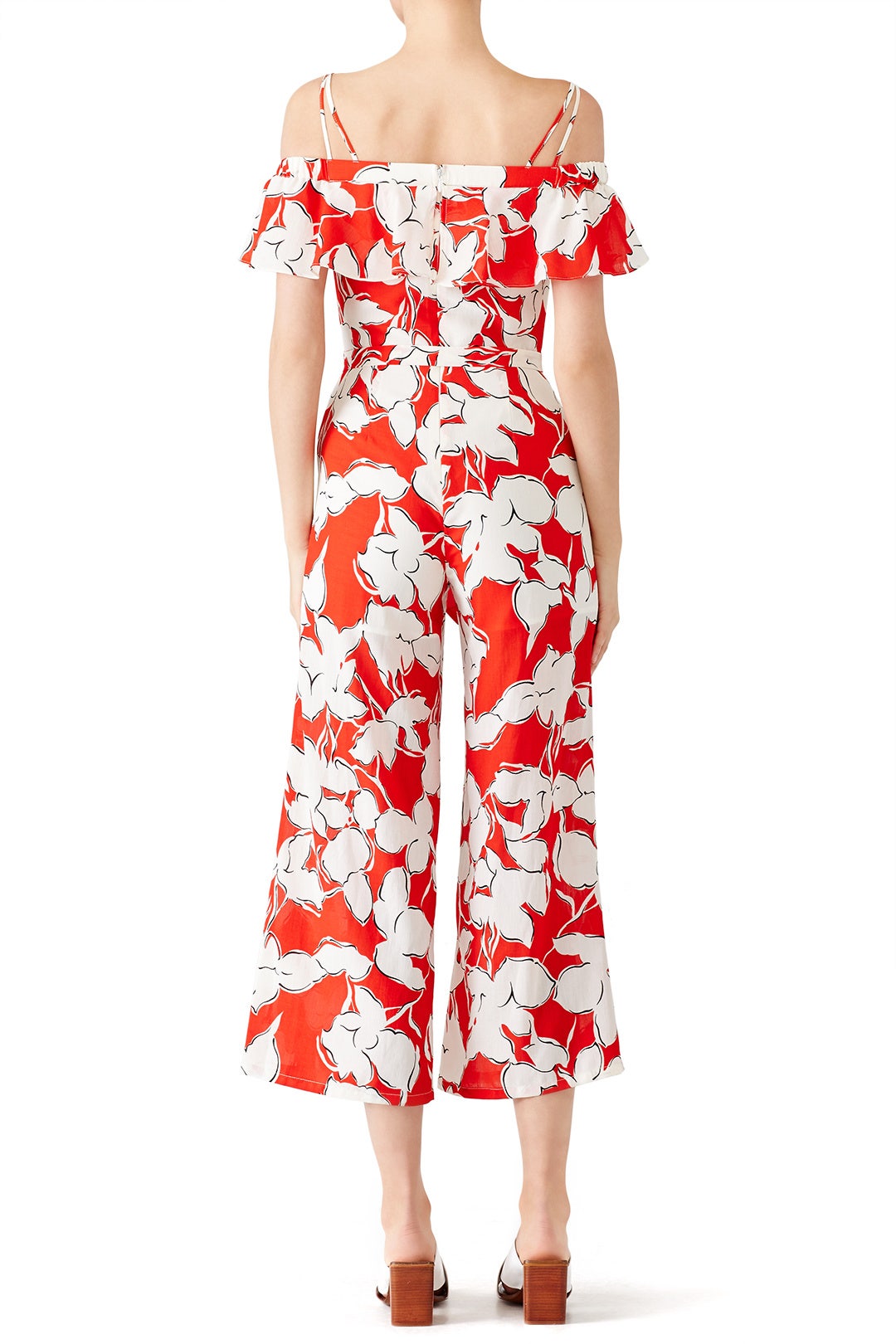 Red Floral Off Shoulder Jumpsuit by J.O.A. 1