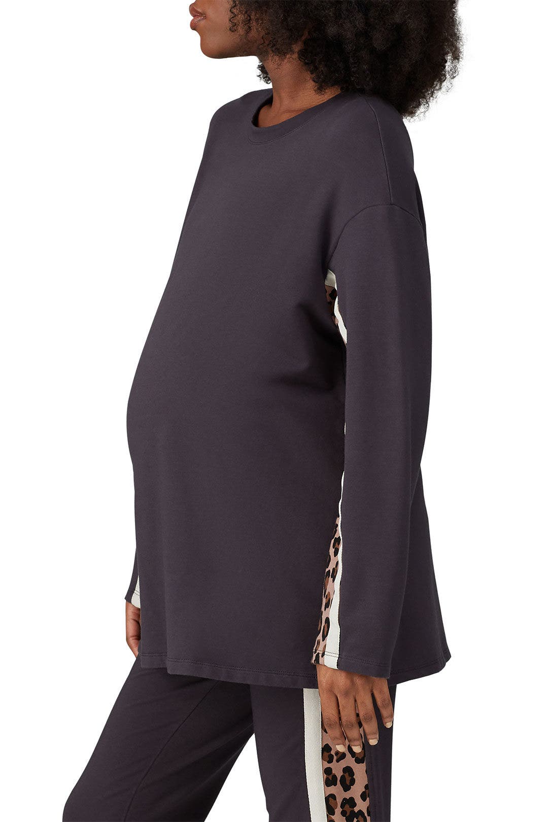 Paneled Leopard Maternity Sweatshirt by MONROW 1
