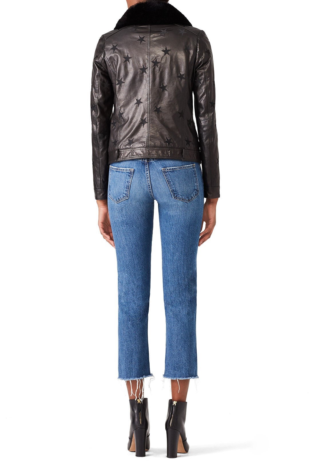 Black Seeing Stars Faux Fur Jacket by Samantha Sipos 1