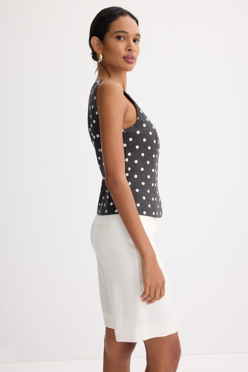 Button Down Boat Neck Top by CeCe - Photo 1